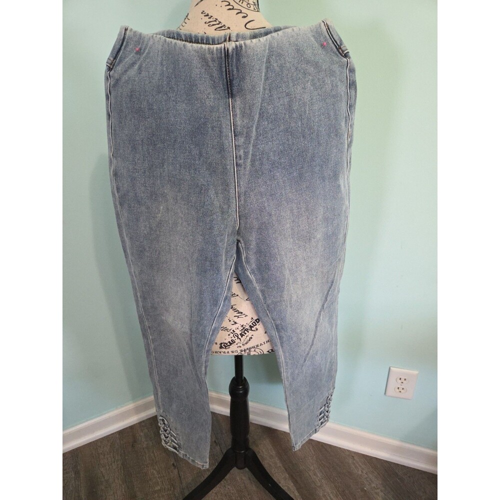 Soft Surroundings Ankle Jeans Braided Knot Pull On Mid Rise small